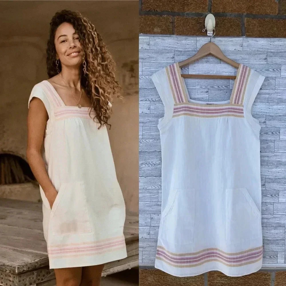 Faherty Hailee Organic Cotton Jacquard Minidress Size small